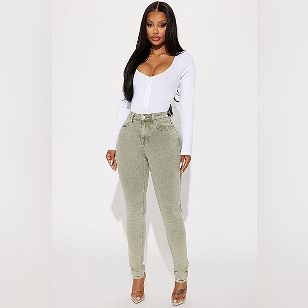 Shape Up Sculpting Stretch Skinny Jeans - Green - Picture 2 of 9